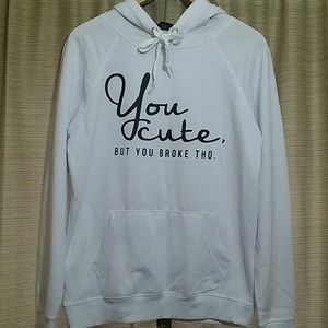 White Hoddie Pullover Sweatshirt